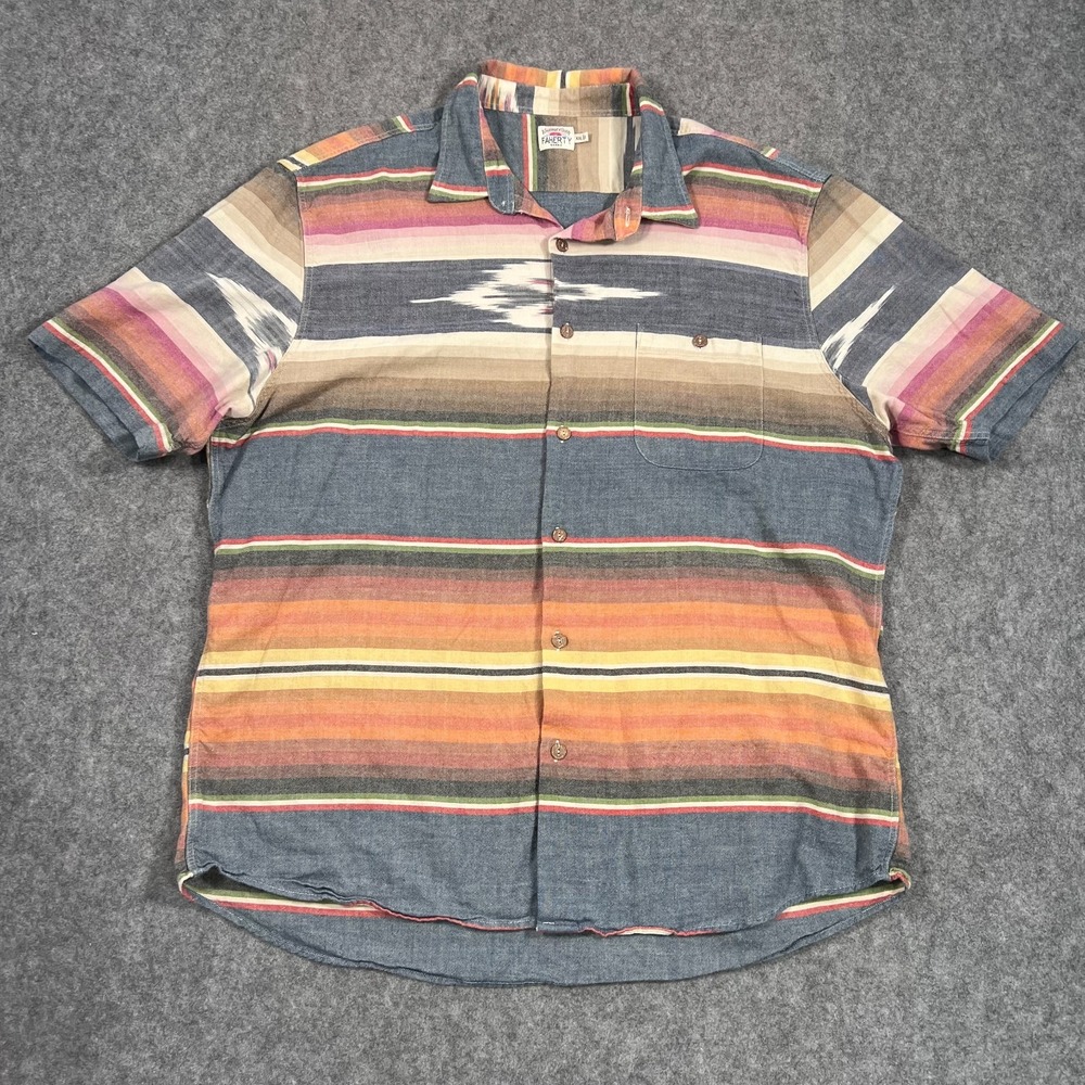 Faherty Brand Aztec Coast Short Sleeve Button Down Shirt Men's Size XXL